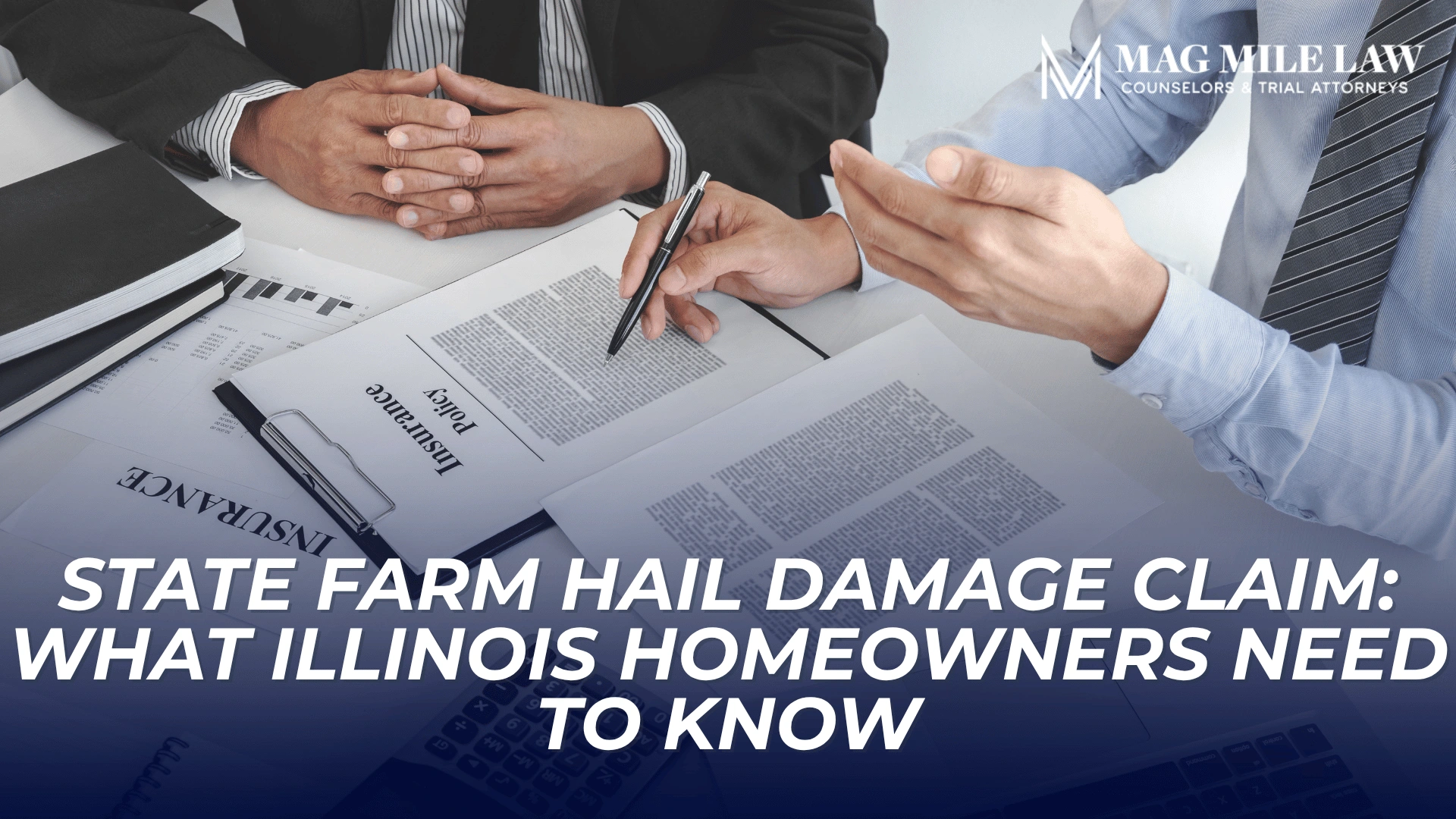 Insurance documents and policy paperwork introduce hail damage claims and homeowner coverage concerns.