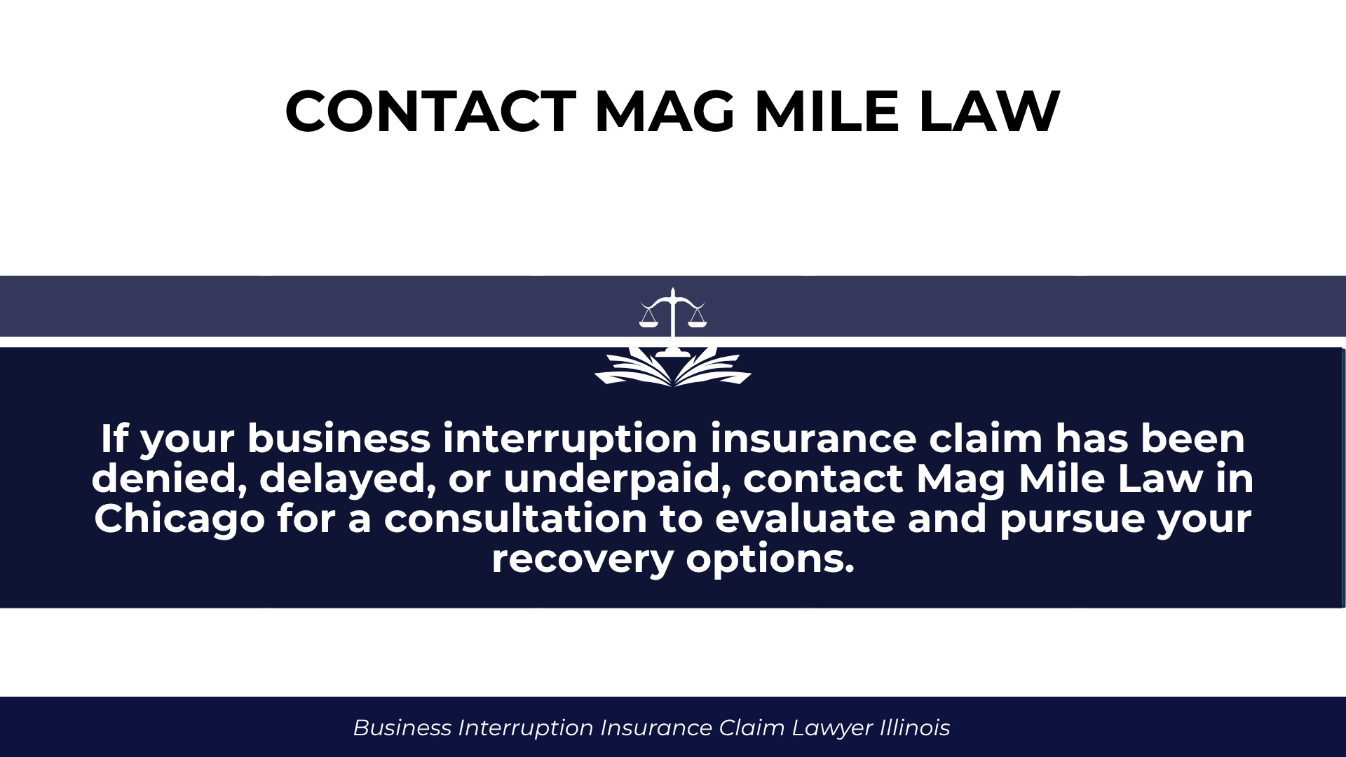 Scales of justice emblem and consultation message encouraging policyholders to seek claim recovery assistance.